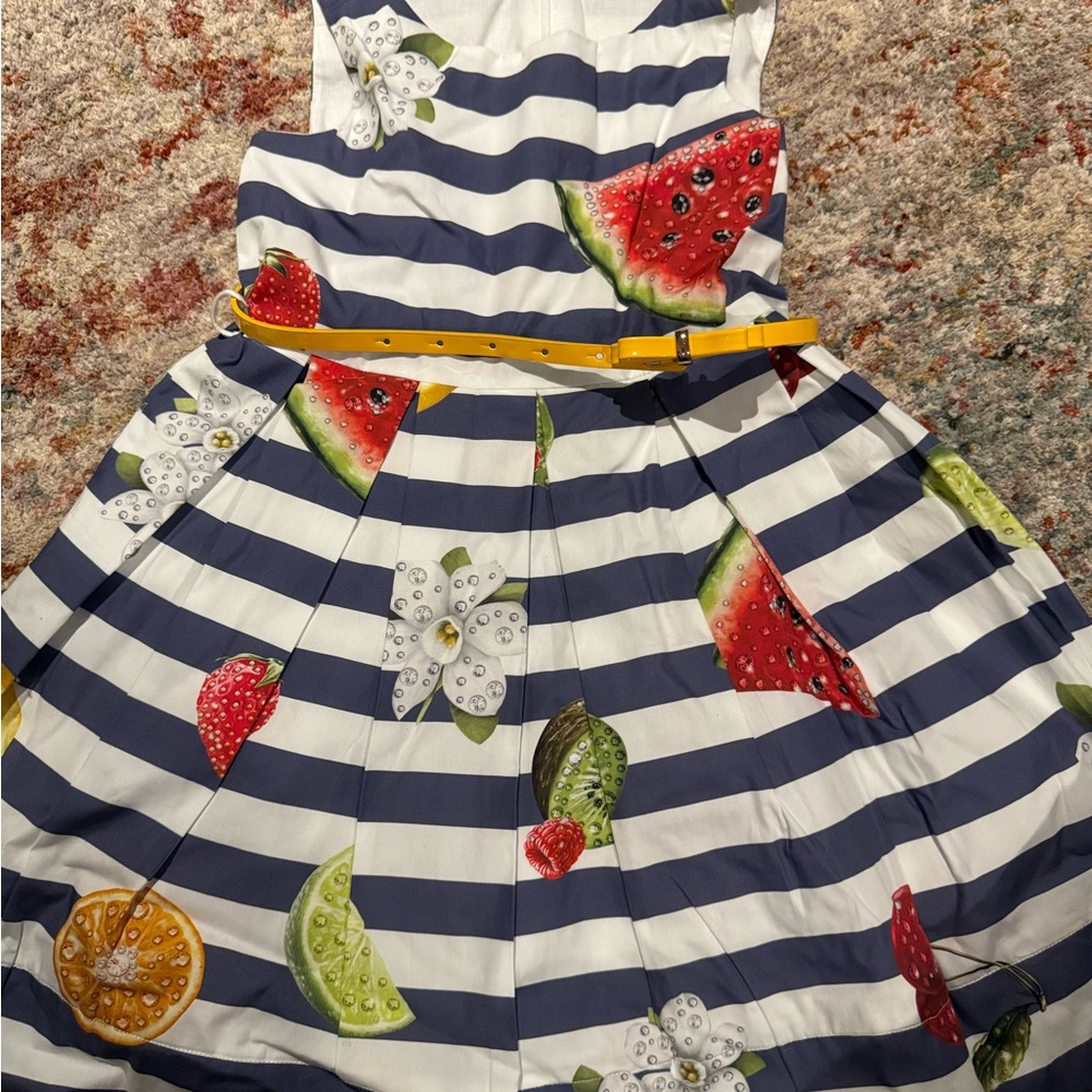 MonnaLisa Navy and White Striped Dress